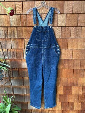 L.L.Bean Relaxed Fit Blue Denim Overalls in Women's Large